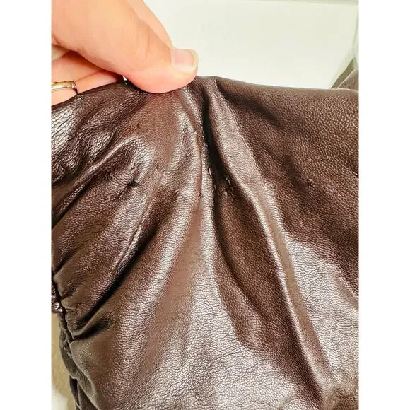 A.L.C. Brown Faux Leather Sleeveless Strapless Ruched Side Cutout Andie Dress 8 - Picture 12 of 16